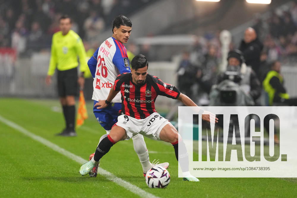 Olympique Lyonnais v OGC Nice - Ligue 1 McDonald s 2026 2027 Elye WAHI;Clinton MATA of Nice and Kail BOUDACHE of Olympique Lyonnais during Ligue 1 McDonald s match between Lyon and Nice at Groupama Stadium on October 18, 2026 in Lyon, France. Lyon France