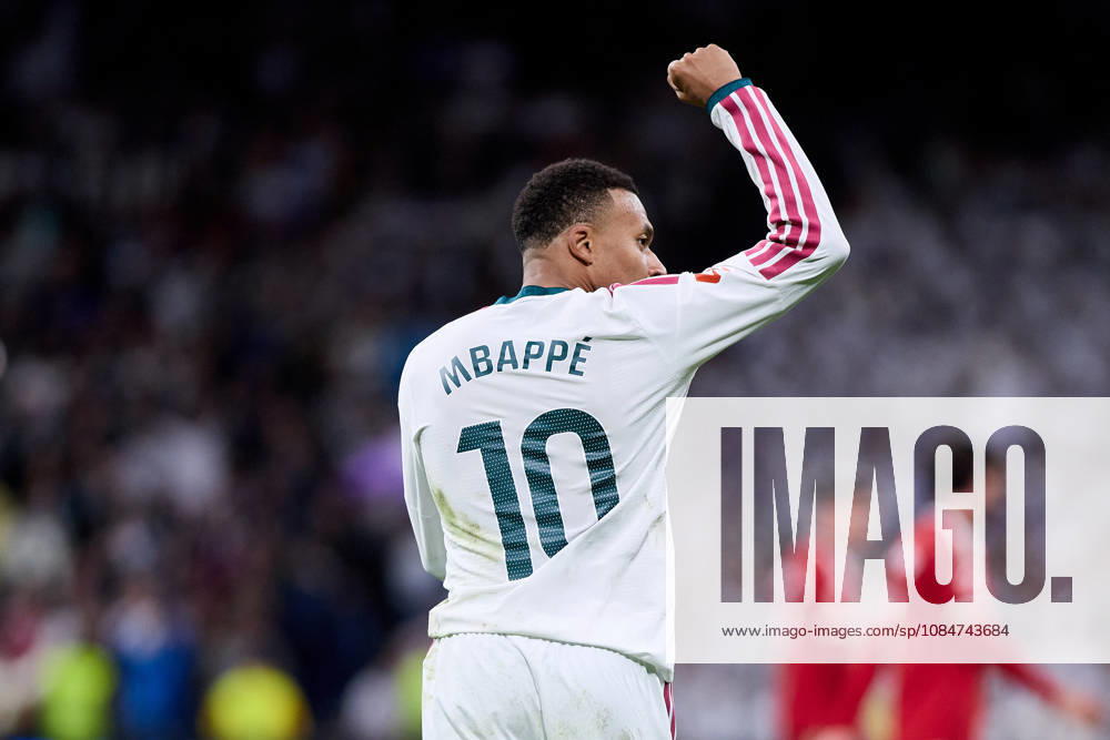 Kylian Mbappe of Real Madrid CF celebrates after scoring a goal during La Liga football match between Real Madrid CF and Sevilla at Santiago Bernabeu Stadium in Madrid, Spain, October 18, 2026 Soccer 2026: Real Madrid CF Vs Sevilla - ZUMAa206 20261018_zsp_a206_058