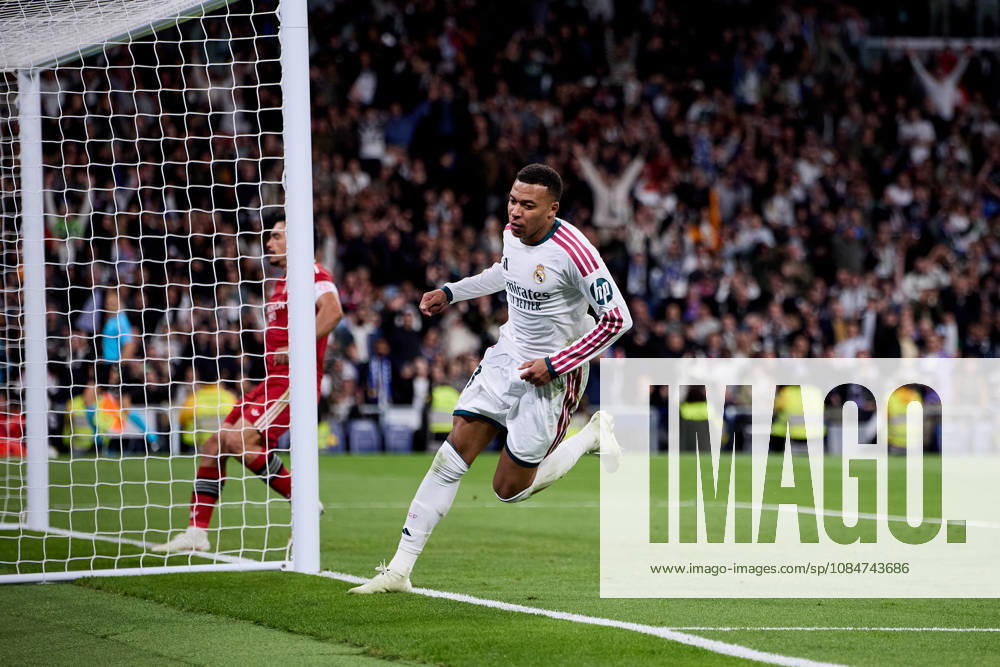 Kylian Mbappe of Real Madrid CF celebrates after scoring a goal during La Liga football match between Real Madrid CF and Sevilla at Santiago Bernabeu Stadium in Madrid, Spain, October 18, 2026 Soccer 2026: Real Madrid CF Vs Sevilla - ZUMAa206 20261018_zsp_a206_059