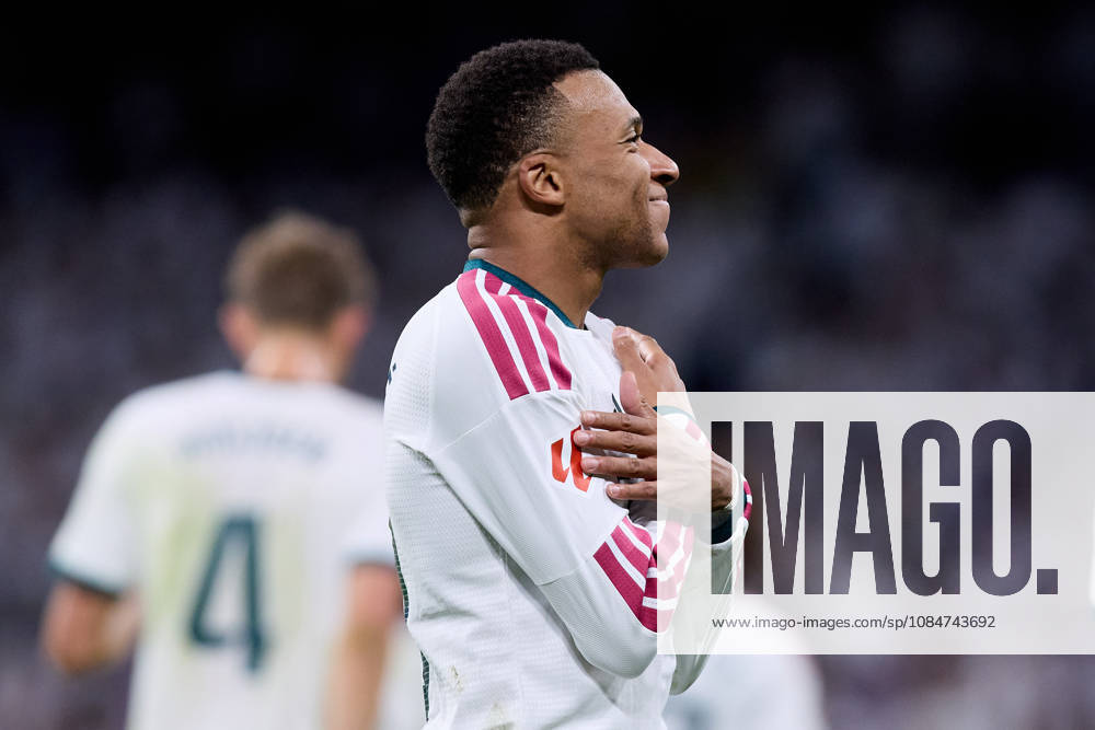 Kylian Mbappe of Real Madrid CF celebrates after scoring a goal during La Liga football match between Real Madrid CF and Sevilla at Santiago Bernabeu Stadium in Madrid, Spain, October 18, 2026 Soccer 2026: Real Madrid CF Vs Sevilla - ZUMAa206 20261018_zsp_a206_062