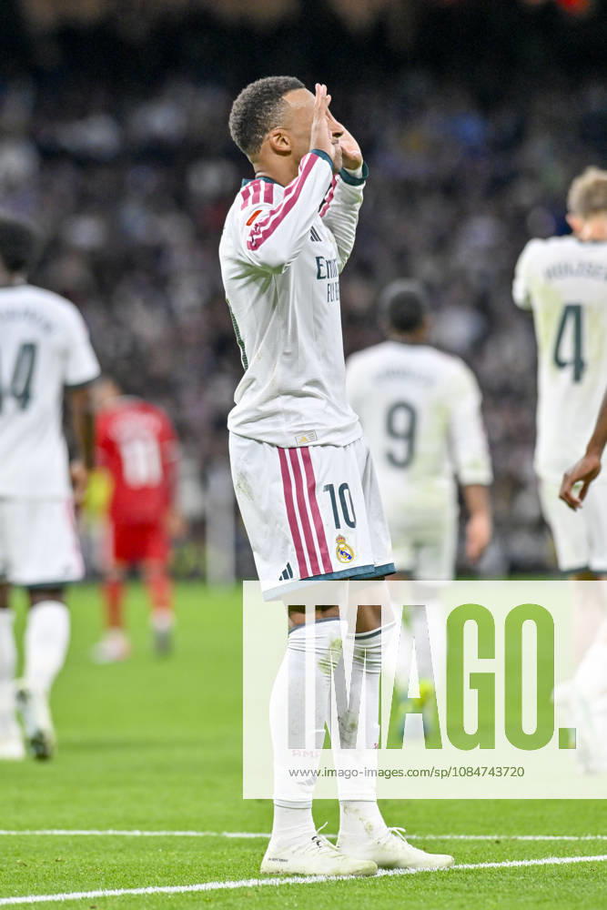 10 KYLIAN MBAPPE of Real Madrid CF celebrates a goal during the match on Matchday 9 of the 2026-27 National League First Division Championship between REAL MADRID C.F. and SEVILLA FC, played at the Bernabeu Stadium on October 17, 2026, in Madrid, Spain. REAL MADRID C.F. Vs. SEVILLA FC - 2026 27 National League First Division Championship 10.18.26 - ZUMAc312 20261018_zsp_c312_032