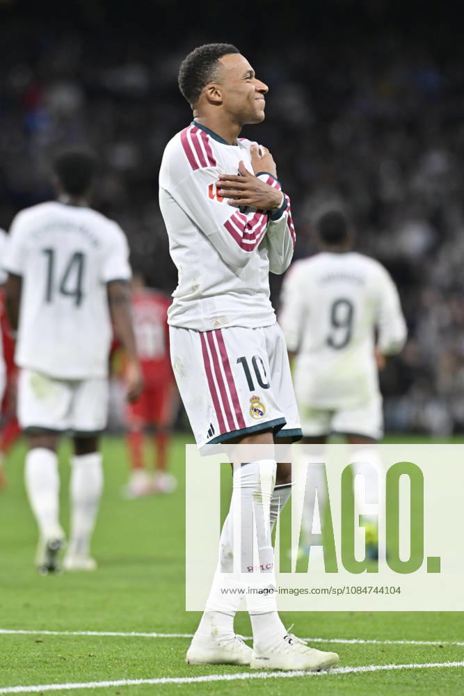 10 KYLIAN MBAPPE of Real Madrid CF celebrates a goal during the match on Matchday 9 of the 2026-27 National League First Division Championship between REAL MADRID C.F. and SEVILLA FC, played at the Bernabeu Stadium on October 17, 2026, in Madrid, Spain. REAL MADRID C.F. Vs. SEVILLA FC - 2026 27 National League First Division Championship 10.18.26 - ZUMAc312 20261018_zsp_c312_037