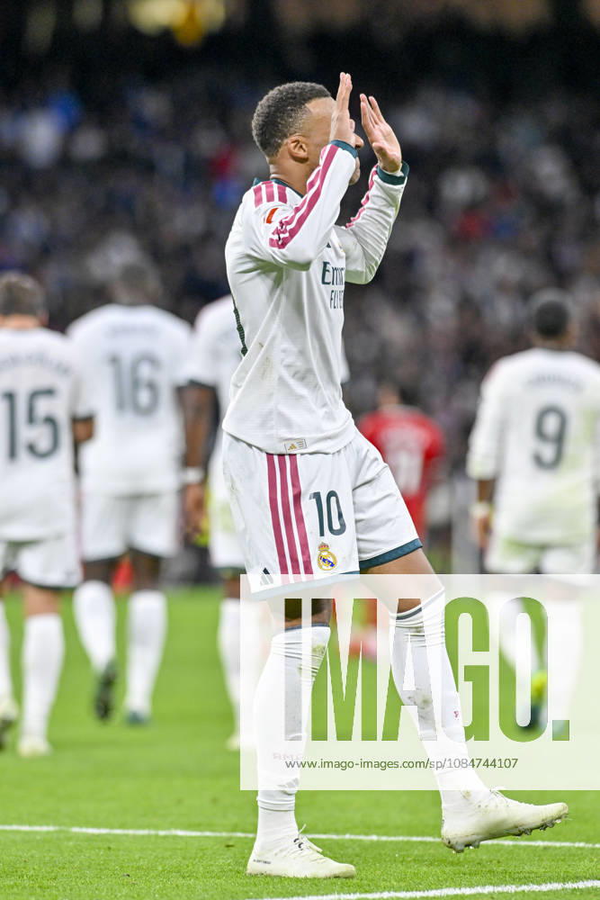 10 KYLIAN MBAPPE of Real Madrid CF celebrates a goal during the match on Matchday 9 of the 2026-27 National League First Division Championship between REAL MADRID C.F. and SEVILLA FC, played at the Bernabeu Stadium on October 17, 2026, in Madrid, Spain. REAL MADRID C.F. Vs. SEVILLA FC - 2026 27 National League First Division Championship 10.18.26 - ZUMAc312 20261018_zsp_c312_038