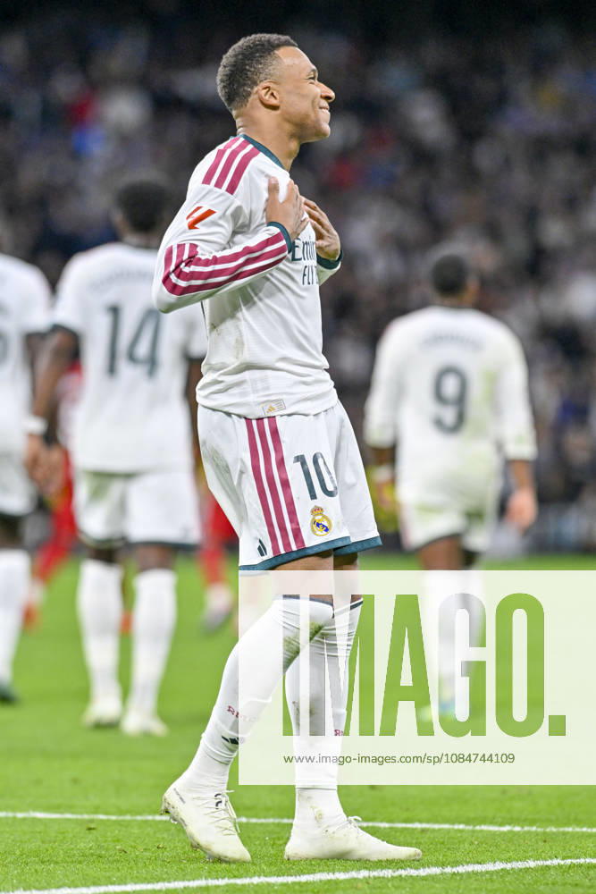 10 KYLIAN MBAPPE of Real Madrid CF celebrates a goal during the match on Matchday 9 of the 2026-27 National League First Division Championship between REAL MADRID C.F. and SEVILLA FC, played at the Bernabeu Stadium on October 17, 2026, in Madrid, Spain. REAL MADRID C.F. Vs. SEVILLA FC - 2026 27 National League First Division Championship 10.18.26 - ZUMAc312 20261018_zsp_c312_039