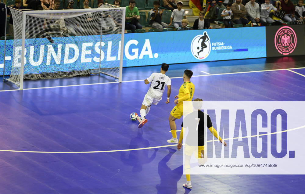 Matias Block (GER) scores the goal to make it 4–2 during the Futsal World Cup qualifying match between Germany and Lithuania (4–2) on October 18, 2026, at the Westenergie Sporthalle in Mülheim an der Ruhr, Germany.
