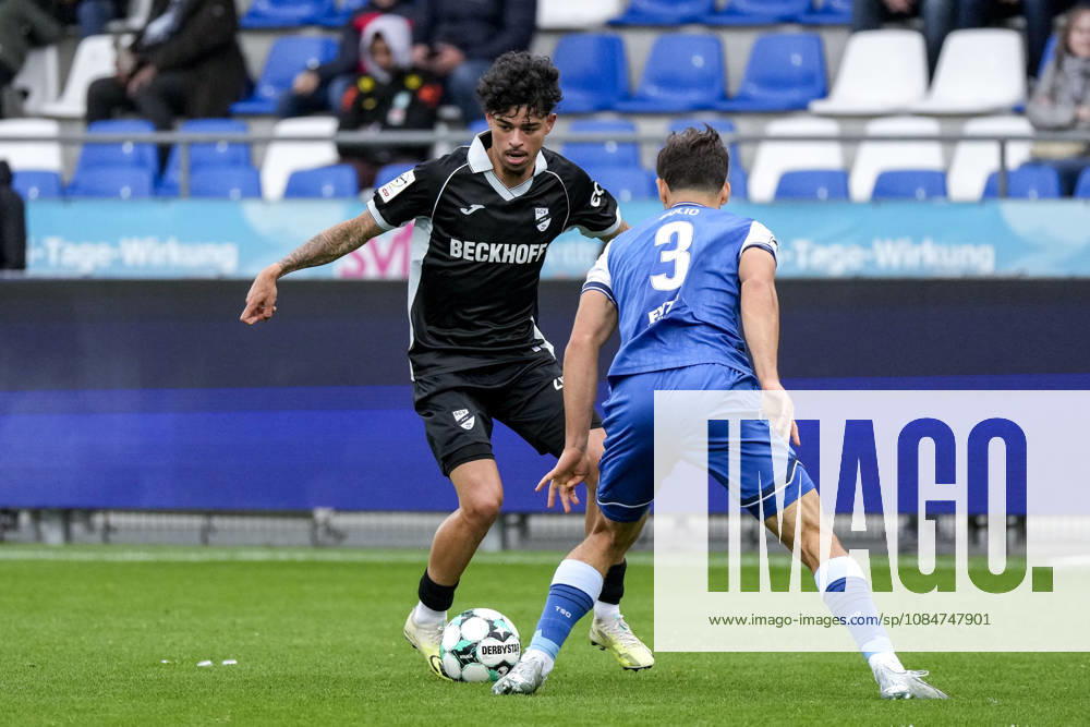 From left: Andre Leipold (Verl), 20; Sean Dulic (TSG II), 3; tackle, game scene, duel, tackle, tackling, dynamic, action, 10 18 2026, Sinsheim, Germany, soccer, 3rd League, TSG 1899 Hoffenheim II vs. SC Verl, DFB and DFL regulations prohibit any use of photographs as image sequences and or quasi-video
