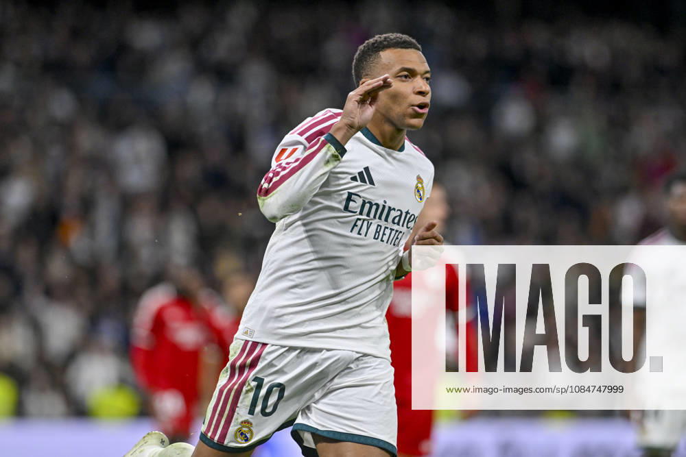 10 KYLIAN MBAPPE of Real Madrid CF celebrates a goal during the match on Matchday 9 of the 2026-27 National League First Division Championship between REAL MADRID C.F. and SEVILLA FC, played at the Bernabeu Stadium on October 17, 2026, in Madrid, Spain. REAL MADRID C.F. Vs. SEVILLA FC - 2026 27 National League First Division Championship 10.18.26 - ZUMAc312 20261018_zsp_c312_103