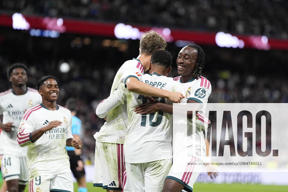 Kylian Mbappe of Real Madrid CF celebrates after scoring his team s third goal during the Spanish League, LaLiga EA Sports, football match between Real Madrid and Sevilla FC at Bernabeu stadium on October 18, 2026, in Madrid, Spain. Real Madrid V Sevilla FC - LaLiga EA Sports - ZUMAa181 20261018_zaa_a181_412