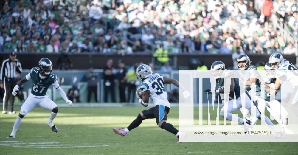 Panther CHUBA HUBBARD (30) in action during the game against the Eagles at Lincoln Financial Field in Philadelphia PA Philadelphia United States - ZUMArf1_ 20261018_zaf_rf1_034