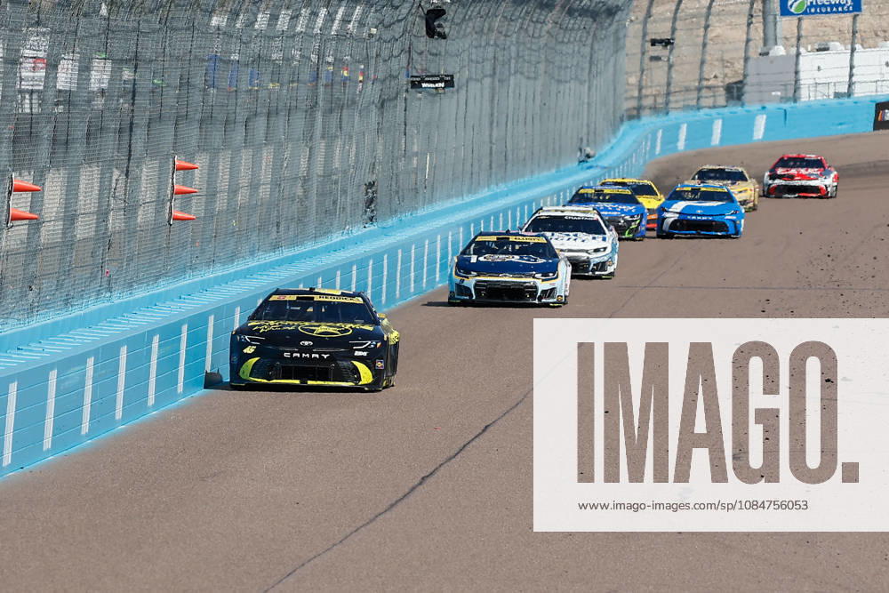 AVONDALE, AZ - OCTOBER 18: Tyler Reddick ( 45 23XI Racing ROCKSTAR ENERGY DRINK Toyota) leads a group during the NASCAR, Motorsport, USA Cup Series Playoffs Freeway Insurance 500 on October 18, 2026, at Phoenix Raceway in Avondale, AZ. (Photo by Kevin Abele Icon Sportswire) AUTO: OCT 18 NASCAR Cup Series Playoffs Freeway Insurance 500 Icon261018084500