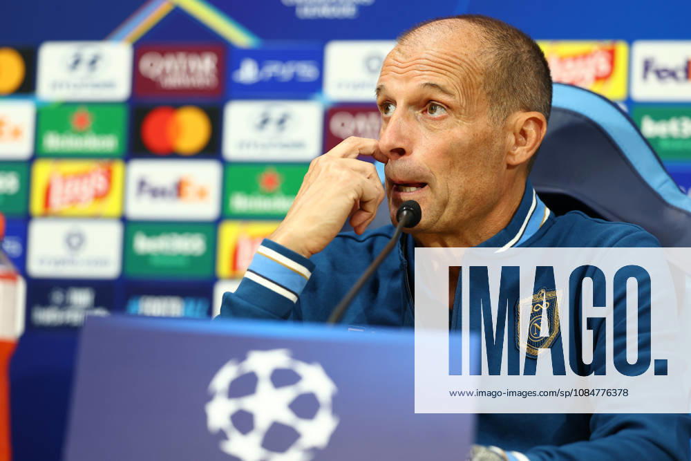Napoli’s head coach Massimiliano Allegri During the Napoli-Bodo Glimt Champions League press conference, PK, Pressekonferenz in the press room at the Diego Armando Maradona Stadium on October 19, 2026.