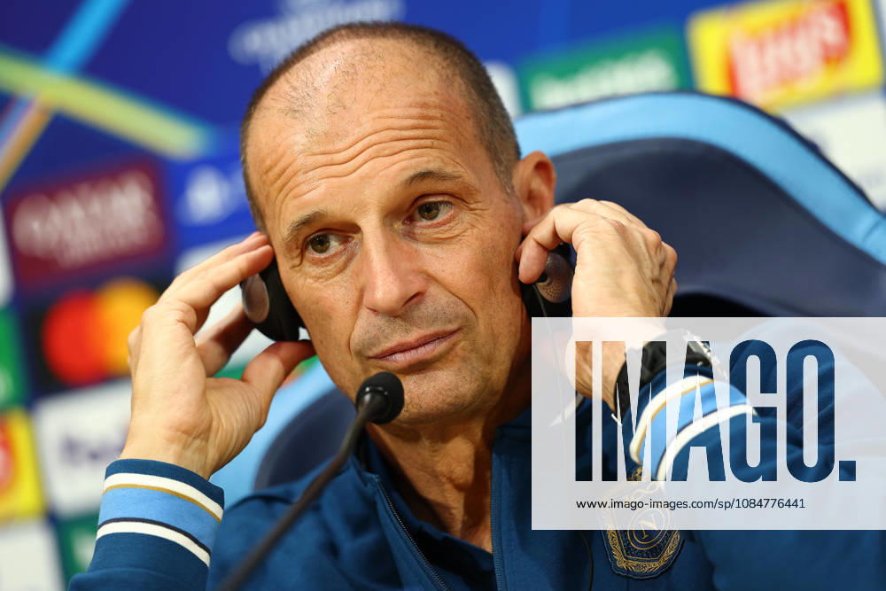 Napoli’s head coach Massimiliano Allegri During the Napoli-Bodo Glimt Champions League press conference, PK, Pressekonferenz in the press room at the Diego Armando Maradona Stadium on October 19, 2026.