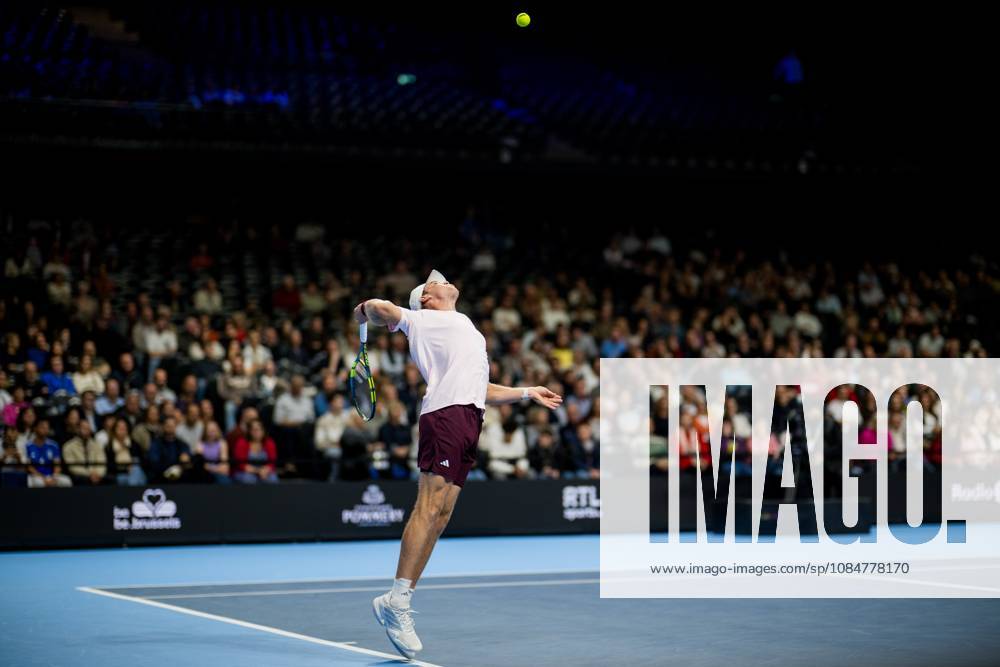 Alex Michelsen of the United States pictured in action during the European Open ATP, Tennis Herren tennis tournament in Brussels, on Monday 19 October. This year s edition of the tournament is taking place from 17 to 25 October JASPERxJACOBS x190304858x
