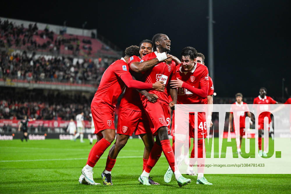 Eddy Kouadio of AC Monza celebrating after a goal during the Serie A soccer match between AC Monza and Cagliari Calcio the Brianteo Stadium in Monza, north Italy - October 19, 2026. - Soccer.