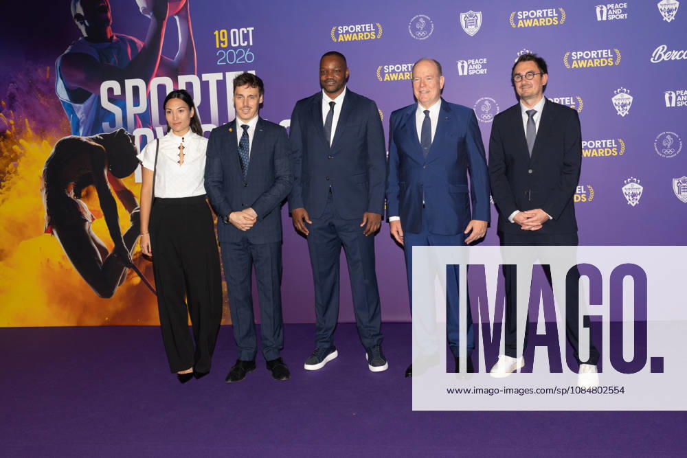 SPORTEL AWARDS MONACO 2026 Louis Ducruet, Marie Ducruet Chevallier, Steve Mandanda, H.S.H. Prince Albert II of Monaco, Mathieu Coureau attend Sportel Awards Ceremony on October 19, 2026 in Monte-Carlo, Monaco, Credit:thierry carpico Avalon