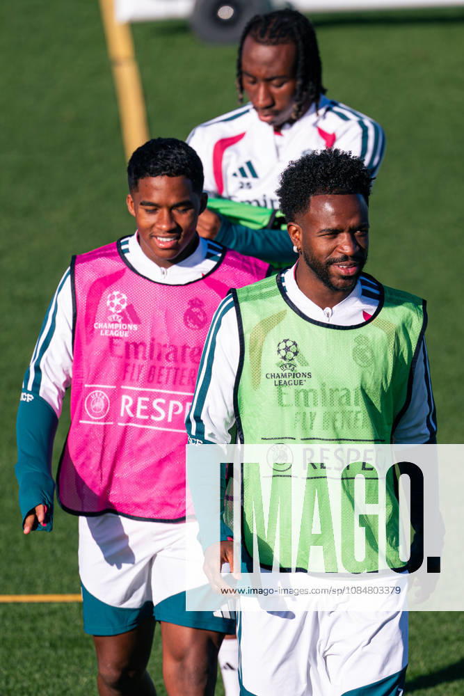 IPA89945043 - MADRID, SPAIN - OCTOBER 20: Vinicius Junior of Real Madrid CF during training on the day before Matchday 3 of the 2026 27 UEFA Champions League group stage at Ciudad Real Madrid on October 20, 2026, in Madrid, Spain. during the Real Madrid press conference, PK, Pressekonferenz following the UEFA Champions League soccer match in Madrid, Spain, on October 20, 2026