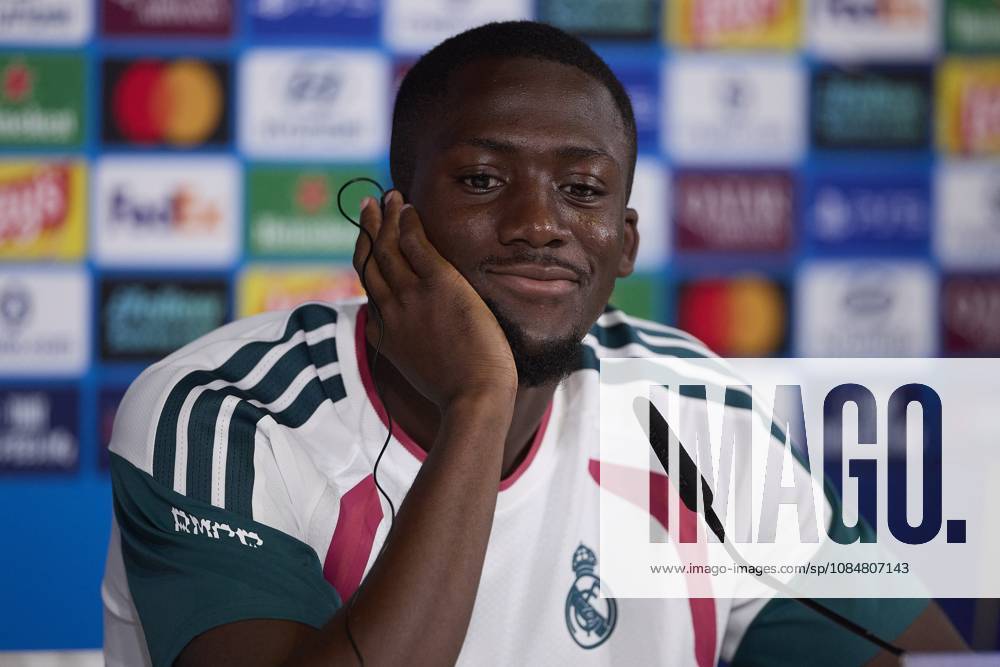 Ibrahima Konate (Real Madrid CF) attends a press conference, PK, Pressekonferenz on the eve of the UEFA Champions League 2026 2027 match between Real Madrid CF and RB Leipzig..Real Madrid CF is holding a press conference ahead of its third UEFA Champions League game. UEFA Champions League 2026 2027 - Real Madrid CF Press Conference In Madrid, Spain - 20 Oct 2026 - ZUMAs197 20261020_aaa_s197_062