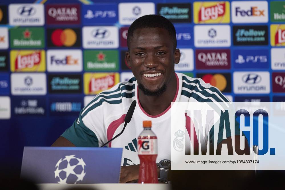 Ibrahima Konate (Real Madrid CF) attends a press conference, PK, Pressekonferenz on the eve of the UEFA Champions League 2026 2027 match between Real Madrid CF and RB Leipzig..Real Madrid CF is holding a press conference ahead of its third UEFA Champions League game. UEFA Champions League 2026 2027 - Real Madrid CF Press Conference In Madrid, Spain - 20 Oct 2026 - ZUMAs197 20261020_aaa_s197_071