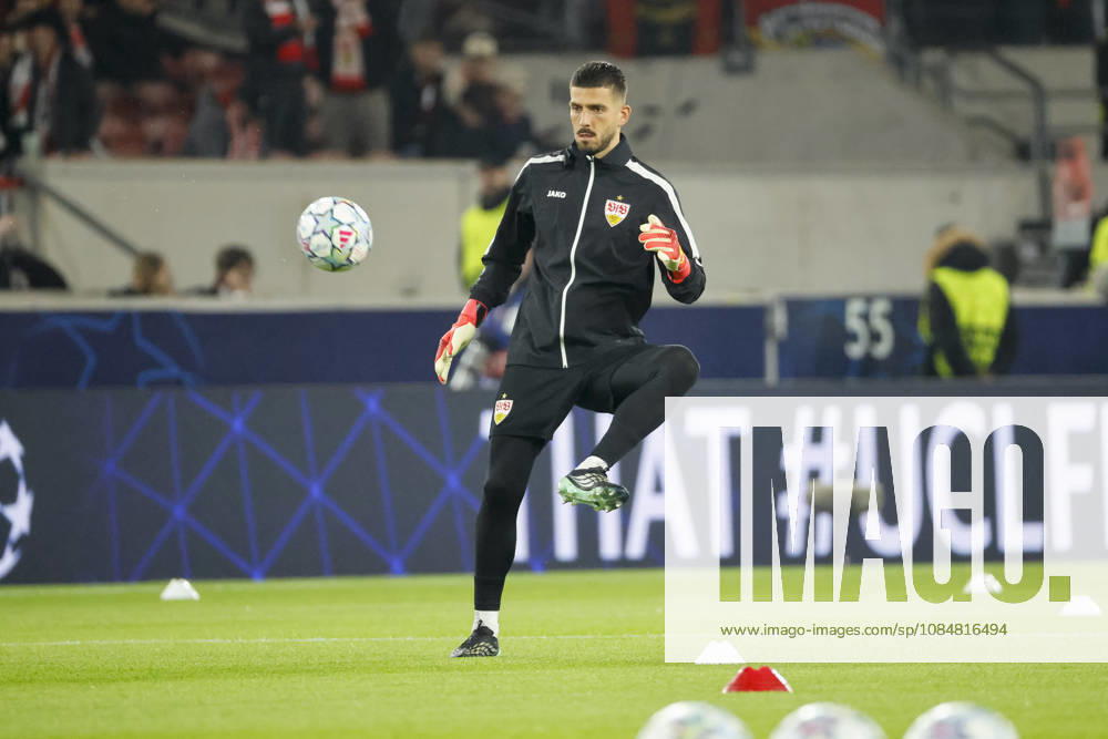 Fabian Bredlow, VfB Stuttgart, No. 01 warming up before kickoff, Germany, soccer, UEFA Champions League, Matchday 3, 2026–2027, VfB Stuttgart vs. Atlético Madrid, October 20, 2026, Stuttgart Arena, Stuttgart, Germany