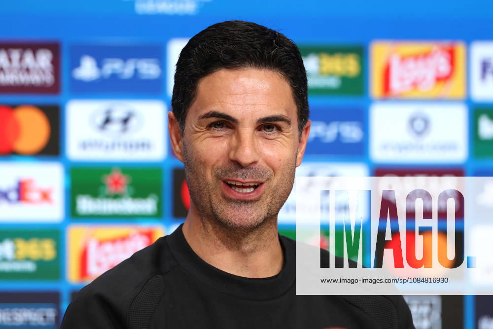 Arsenal press conference, PK, Pressekonferenz Champions League Arsenal Manager, Mikel Arteta smiles during the Arsenal MD-1 Press Conference ahead of Bayern Munich vs Arsenal, Allianz Arena, Munich, Germany on 20 October 2026 Credit: Tiego Grenho Every Second Media Editorial use only. All images are copyright Every Second Media Limited. No images may be reproduced without prior permission.
