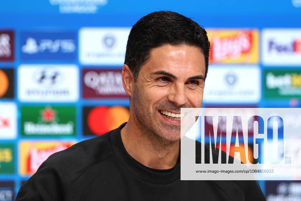 Arsenal press conference, PK, Pressekonferenz Champions League Arsenal Manager, Mikel Arteta smiles during the Arsenal MD-1 Press Conference ahead of Bayern Munich vs Arsenal, Allianz Arena, Munich, Germany on 20 October 2026 Credit: Tiego Grenho Every Second Media Editorial use only. All images are copyright Every Second Media Limited. No images may be reproduced without prior permission.