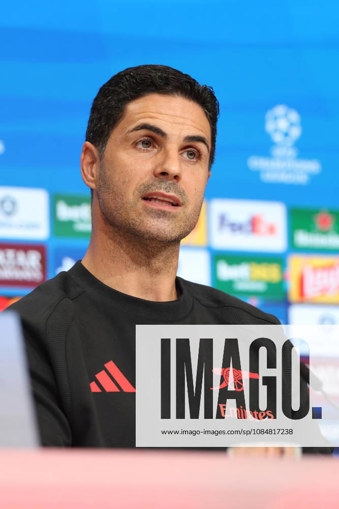 Mikel Arteta, Arsenal FC Head Coach, at a press conference, GER, press conference, Arsenal FC, soccer, UEFA Champions League, Matchday 3, group stage, 2026–2027 season, October 20, 2026, GER, press conference, Arsenal FC, soccer, UEFA Champions League, Matchday 3, group stage, 2026–2027 season, October 20, 2026, Munich