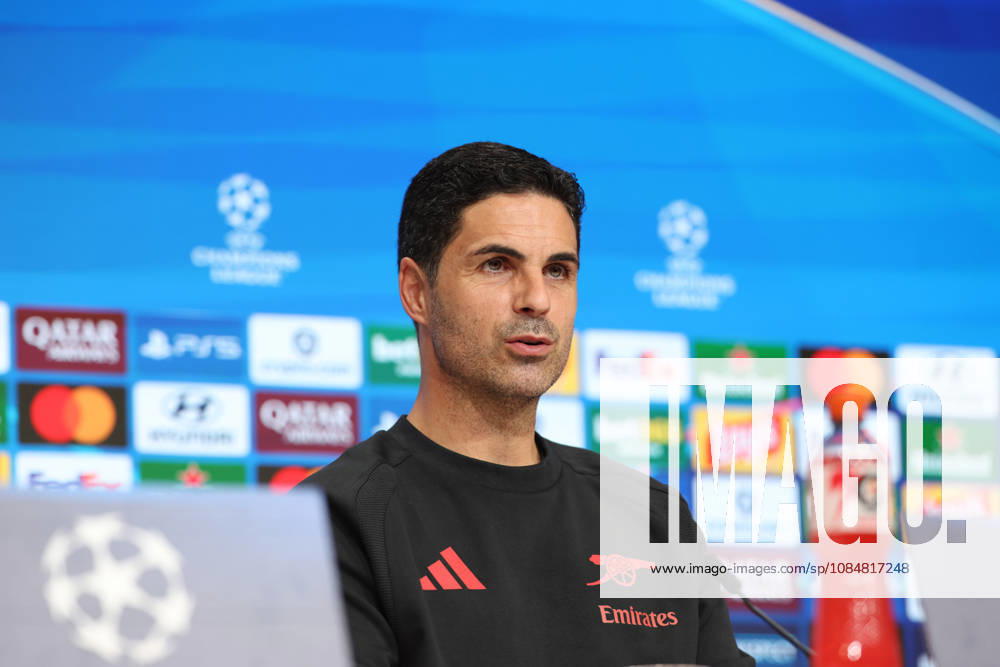Mikel Arteta, Arsenal FC Head Coach, at a press conference, GER, press conference, Arsenal FC, soccer, UEFA Champions League, Matchday 3, group stage, 2026–2027 season, October 20, 2026, GER, press conference, Arsenal FC, soccer, UEFA Champions League, Matchday 3, group stage, 2026–2027 season, October 20, 2026, Munich