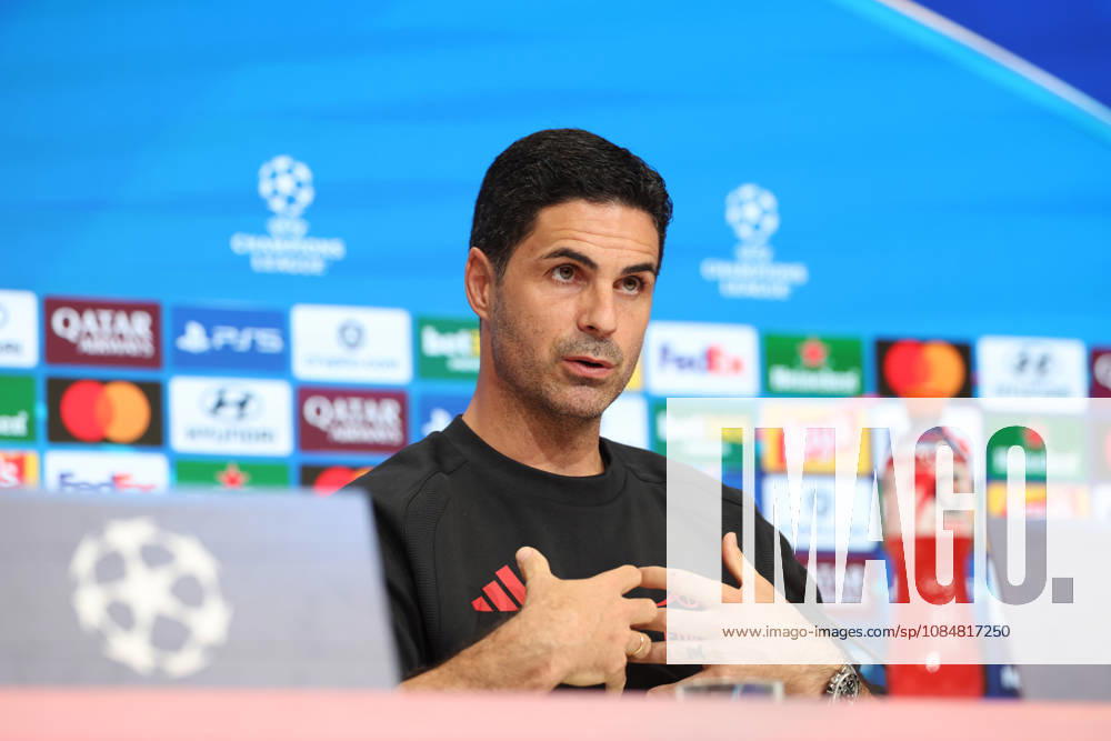 Mikel Arteta, Arsenal FC Head Coach, at a press conference, GER, press conference, Arsenal FC, soccer, UEFA Champions League, Matchday 3, group stage, 2026–2027 season, October 20, 2026, GER, press conference, Arsenal FC, soccer, UEFA Champions League, Matchday 3, group stage, 2026–2027 season, October 20, 2026, Munich