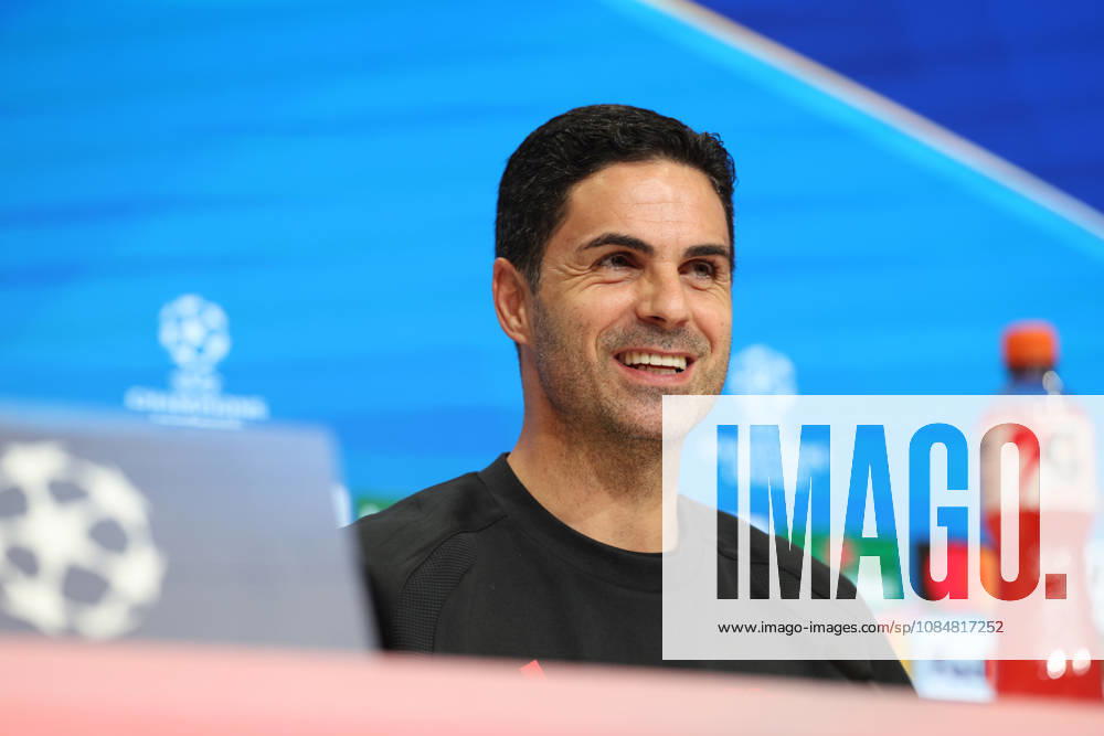 Mikel Arteta, Arsenal FC Head Coach, at a press conference, GER, press conference, Arsenal FC, soccer, UEFA Champions League, Matchday 3, group stage, 2026–2027 season, October 20, 2026, GER, press conference, Arsenal FC, soccer, UEFA Champions League, Matchday 3, group stage, 2026–2027 season, October 20, 2026, Munich