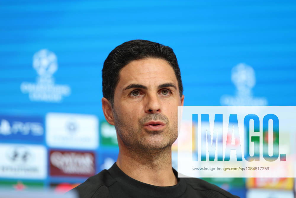 Mikel Arteta, Arsenal FC Head Coach, at a press conference, GER, press conference, Arsenal FC, soccer, UEFA Champions League, Matchday 3, group stage, 2026–2027 season, October 20, 2026, GER, press conference, Arsenal FC, soccer, UEFA Champions League, Matchday 3, group stage, 2026–2027 season, October 20, 2026, Munich