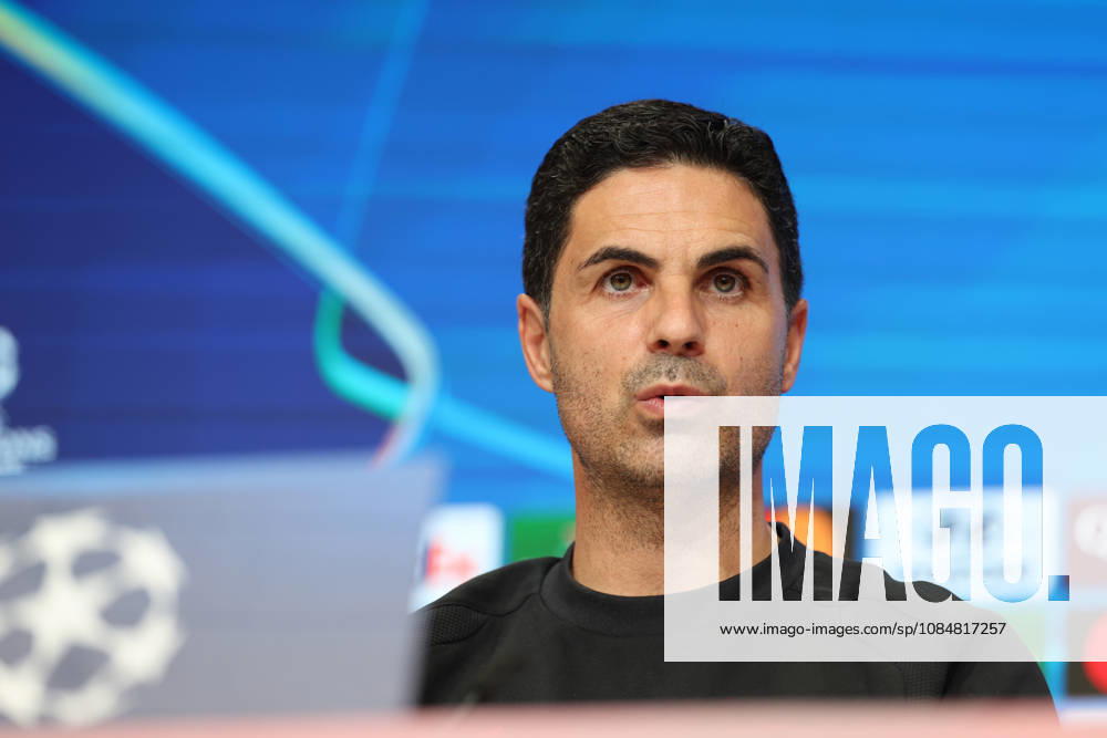 Mikel Arteta, Arsenal FC Head Coach, at a press conference, GER, press conference, Arsenal FC, soccer, UEFA Champions League, Matchday 3, group stage, 2026–2027 season, October 20, 2026, GER, press conference, Arsenal FC, soccer, UEFA Champions League, Matchday 3, group stage, 2026–2027 season, October 20, 2026, Munich