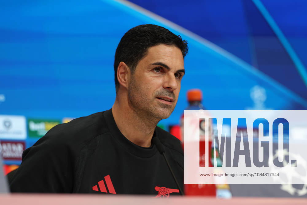 Mikel Arteta, Arsenal FC Head Coach, at a press conference, GER, press conference, Arsenal FC, soccer, UEFA Champions League, Matchday 3, group stage, 2026–2027 season, October 20, 2026, GER, press conference, Arsenal FC, soccer, UEFA Champions League, Matchday 3, group stage, 2026–2027 season, October 20, 2026, Munich