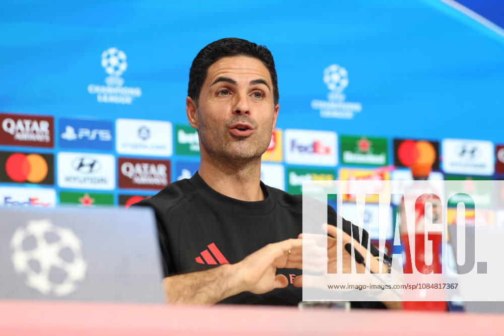 Mikel Arteta, Arsenal FC Head Coach, at a press conference, GER, press conference, Arsenal FC, soccer, UEFA Champions League, Matchday 3, group stage, 2026–2027 season, October 20, 2026, GER, press conference, Arsenal FC, soccer, UEFA Champions League, Matchday 3, group stage, 2026–2027 season, October 20, 2026, Munich