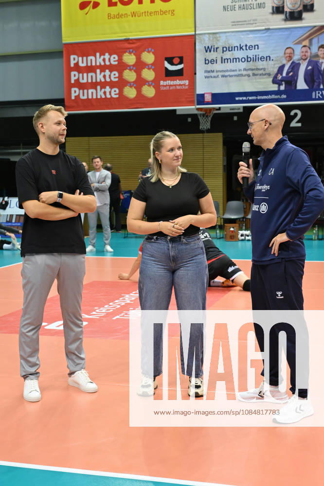 Left: Jan Scheuermann, TV Rottenburg, coach; right: Christophe Achten, SWD powervolleys Düren, coach; Interview: TV Rottenburg vs. SWD powervolleys Düren, Volleyball, Men’s 1st Bundesliga, Matchday 1, Match 1006, 2026–2027 season, October 20, 2026, TV Rottenburg vs. SWD powervolleys Düren, Volleyball, Men’s 1st Bundesliga, Matchday 1, Match 1006, 2026–2027 season, October 20, 2026, Rottenburg
