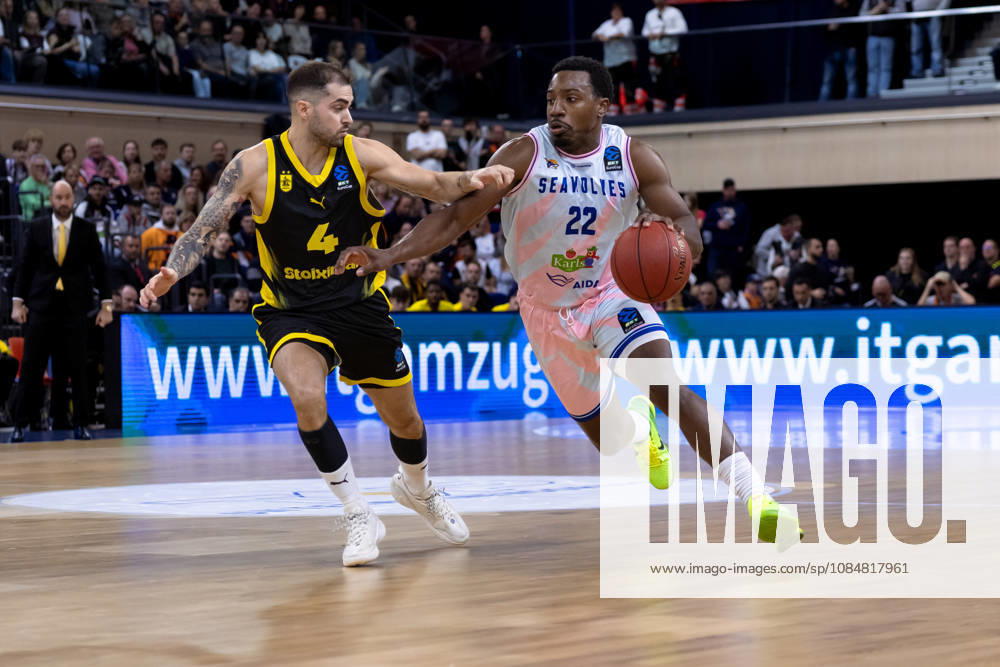 Johnathan Stove, ROSTOCK SEAWOLVES, 22 vs. Vassilis Toliopoulos, Aris Thessaloniki, Oct. 4, GER, Rostock Seawolves vs. Aris Thessaloniki, Basketball, BKT EuroCup, 2026–2027 season, October 20, 2026 GER, Rostock Seawolves vs. Aris Thessaloniki, Basketball, BKT EuroCup, 2026–2027 season, October 20, 2026 Germany