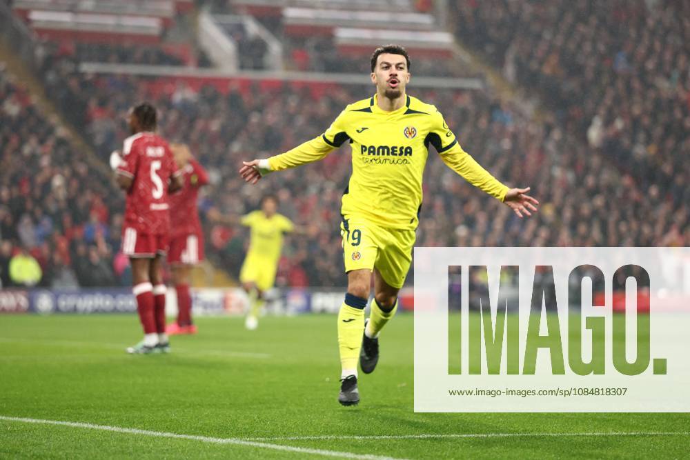 Georges Mikautadze of Villarreal scores a goal and celebrates. Liverpool v Villarreal, UEFA Champions League, Football, Anfield, Liverpool, UK - 20 Oct 2026Liverpool Anfield United Kingdom