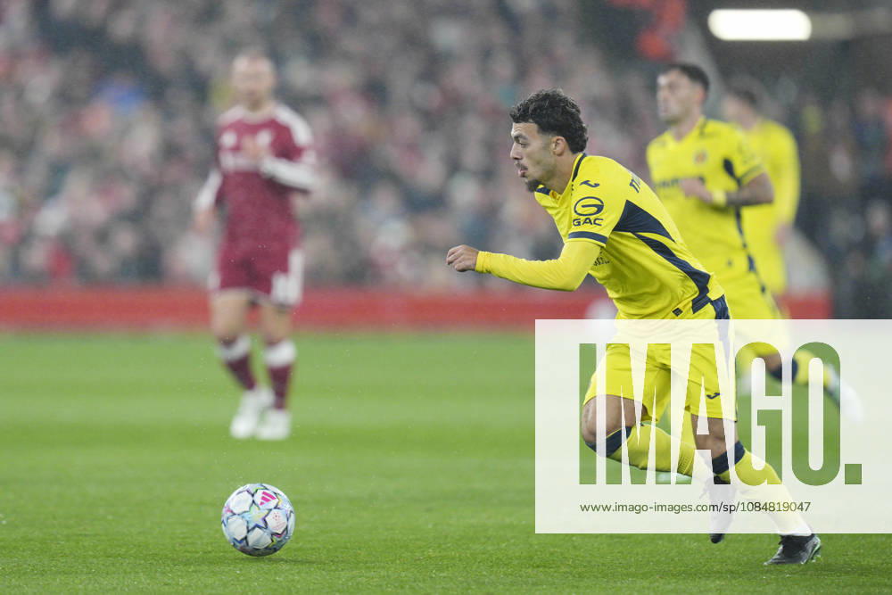 Liverpool v Villarreal CF, UEFA Champions League Georges Mikautadze of Villarreal CF makes a break during Liverpool v Villarreal CF UEFA Champions League Matchday 3 at Anfield, Liverpool, England on 20 October 2026 Credit: Steve Flynn Every Second Media Editorial use only. All images are copyright Every Second Media Limited. No images may be reproduced without prior permission.
