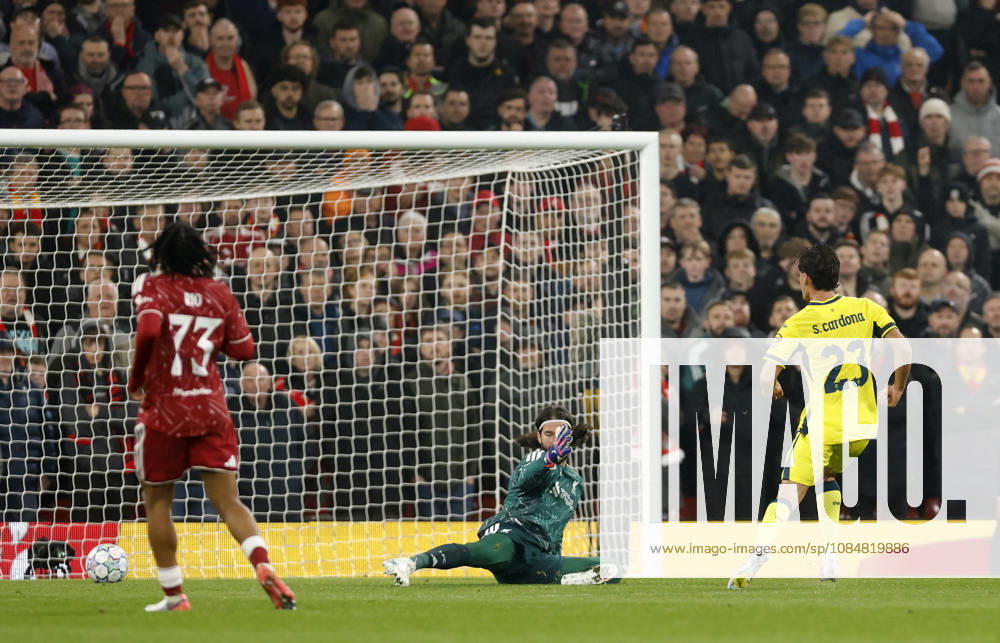 Liverpool, England, 20th October 2026. Sergi Cardona of Villarreal scores their second goal during the Liverpool vs Villarreal UEFA Champions League match at Anfield, Liverpool. Picture credit should read: Cody Froggatt Sportimage . SPI_016_CF_LIVERPOOL_VILLARREAL SPI-5089-0016