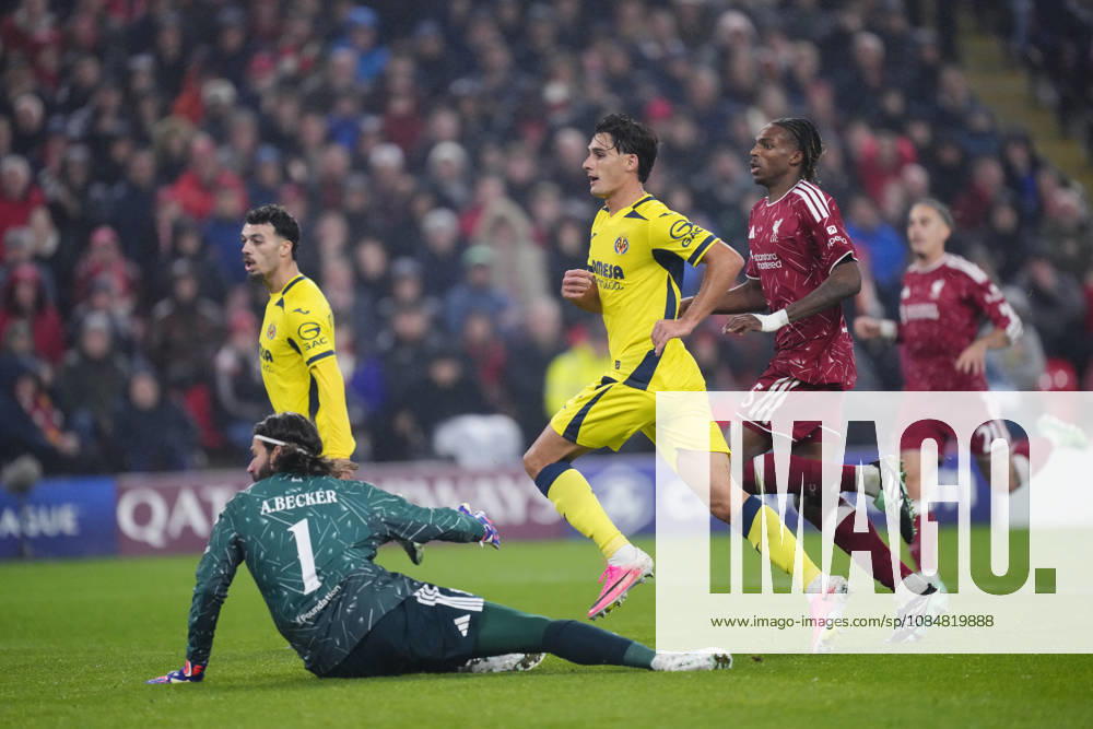 Liverpool FC v Villarreal CF - UEFA Champions League 2026 27 League Phase MD3 Sergi Cardona left-back of Villarreal and Spain celebrates after scoring his sides first goal during the UEFA Champions League 2026 27 League Phase MD3 match between Liverpool FC and Villarreal CF at Anfield on October 20, 2026 in Liverpool, United Kingdom. Liverpool England United Kingdom