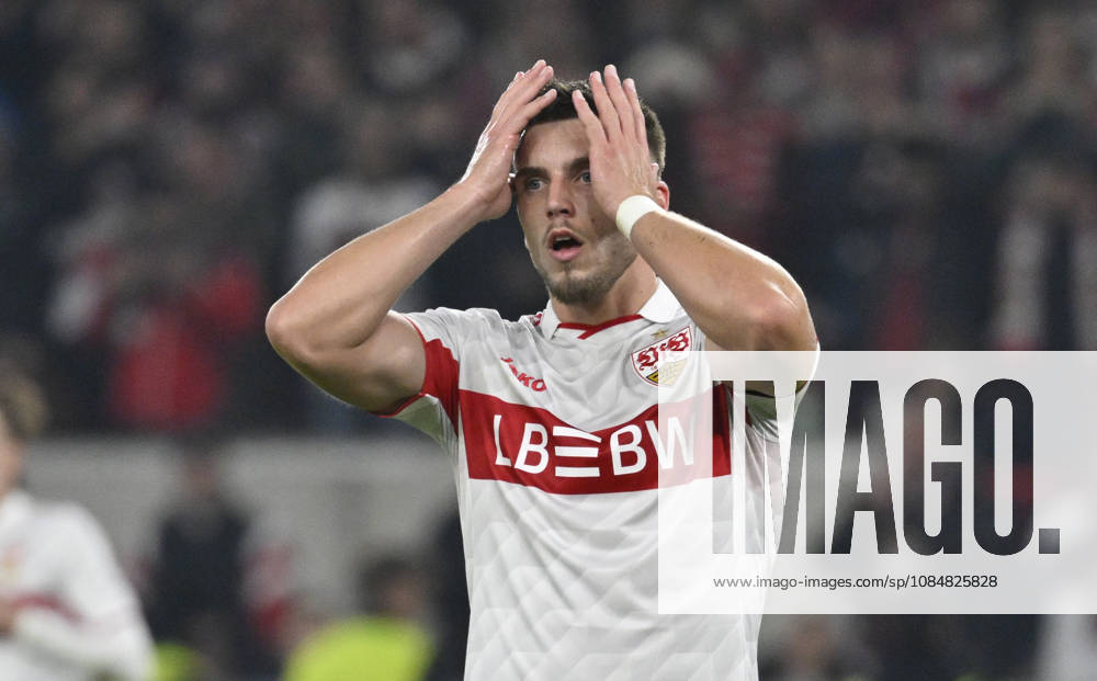 Ermedin Demirovic, VfB Stuttgart 09, Disappointment: Disappointed After Missed Scoring Opportunity; Gesture; Champions League; VfB Stuttgart vs. Atlético Madrid; October 20, 2026; DFL regulations prohibit any use of photographs as imGE SEQUENCES AND OR QUASI-VIDEO Champions League VfB Stuttgart vs. Atlético Madrid