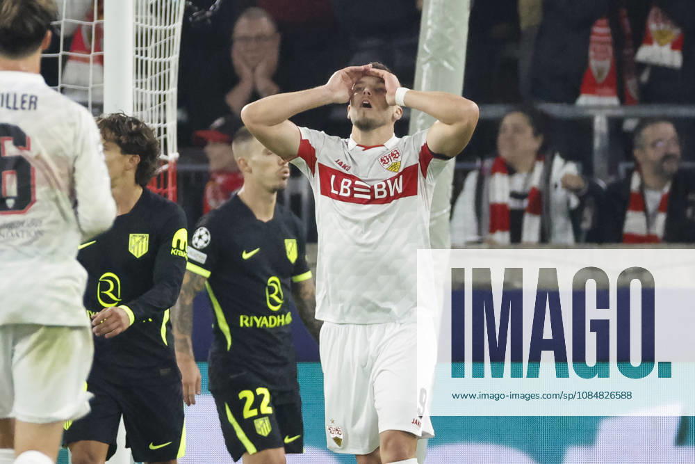 Ermedin Demirovic, VfB Stuttgart, 09, facial expressions, emotion, Germany, soccer, UEFA Champions League, Matchday 3, 2026–2027, VfB Stuttgart vs. Atlético Madrid, October 20, 2026, Stuttgart Arena, Stuttgart, Germany