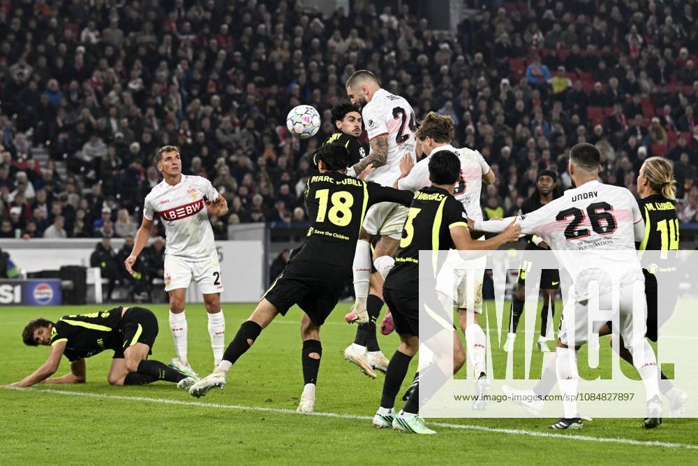STUTTGART - Jeff Chabot of VFB Stuttgart attempts to score during the UEFA Champions League match between VFB Stuttgart and Atletico Madrid at Stadion MHP Arena on October 20, 2026 in Stuttgart, Germany. ANP UEFA Champions League 2026 27 ANPxSportx xGerritxvanxKeulenxIVx 573110756 originalFilename: 573110756