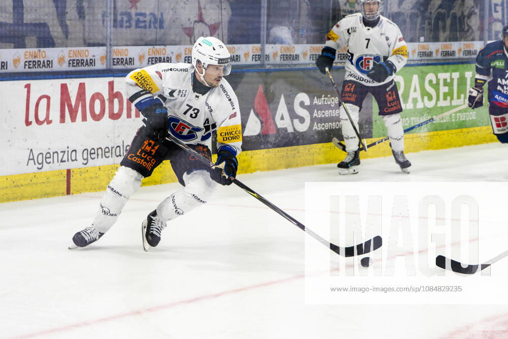 QUINTO, SWITZERLAND, OCTOBER 20: Sandro Schmid of Fribourg in action during the game between HC Ambri Piotta and Fribourg Gottéron at the Gottardo Arena on October 20, 2026, in Quinto, Switzerland (Quinto, Ticino, Switzerland)