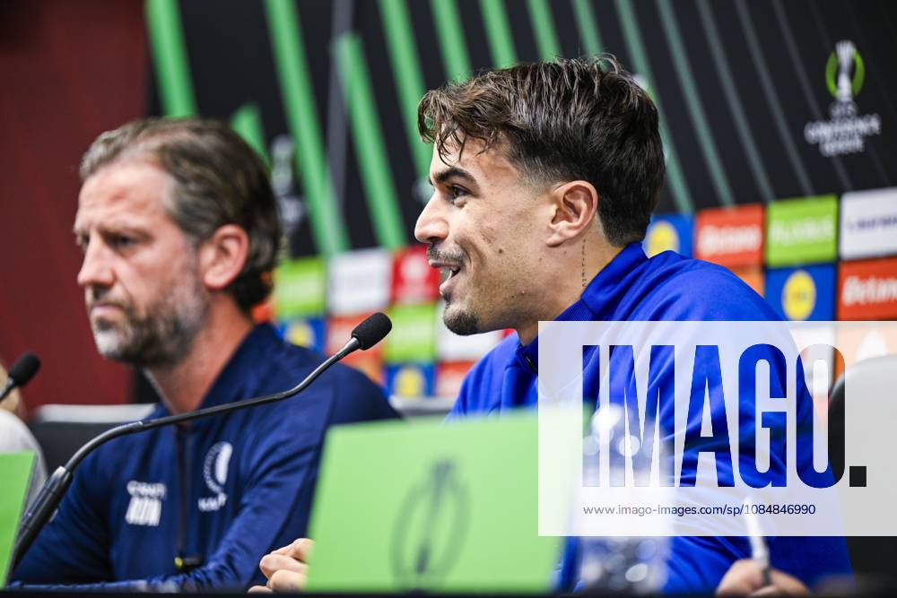 Tiago Araujo of KAA Gent pictured during a press conference, PK, Pressekonferenz of Belgian soccer team KAA Gent, Wednesday 21 October 2026 in Braga, Portugal. The team is preparing for the second match of the UEFA Conference League league phase against Portuguese SC Braga tomorrow. TOM GOYVAERTS TomxGoyvaerts x190514761x