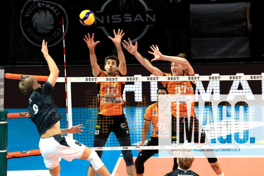Germany, GER, DEU, Volleyball 1st Bundesliga, Day 1, 2026–2027 Season, Berlin, BR Volleys vs. FT Freiburg Daniel Malescha BR Volleys 10, Joshua Tuaniga BR Volleys 91, Nicolás Zerba BR Volleys 37, Anton Jung FT 1844 Freiburg 8 nordphoto GmbH Engler Berlin Max Schmeling Hall Berlin Germany