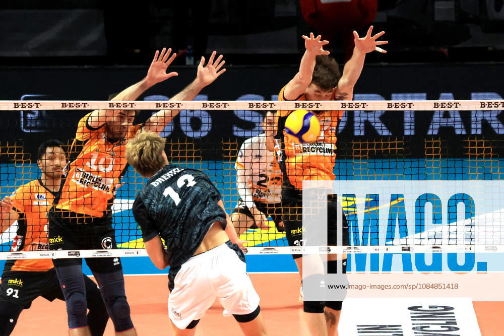 Germany, GER, DEU, Volleyball 1st Bundesliga, Day 1, 2026–2027 Season, Berlin, BR Volleys vs. FT Freiburg Daniel Malescha BR Volleys 10, Joshua Tuaniga BR Volleys 91, Nicolás Zerba BR Volleys 37, Jannik Brentel FT 1844 Freiburg 13 nordphoto GmbH Engler Berlin Max Schmeling Hall Berlin Germany
