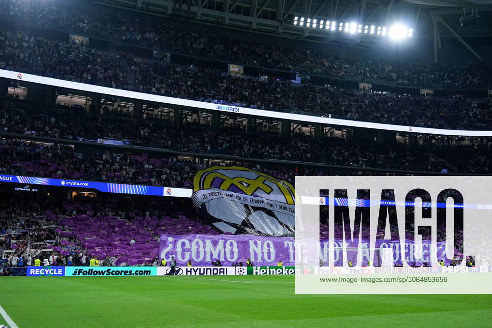 Men s, Soccer, UEFA Champions League, Real Madrid vs. RB Leipzig, 2026–2027 Season, Estadio Santiago Bernabéu, Choreography by Real Madrid fans. Regulations prohibit any use of photographs as image sequences and or quasi-video.