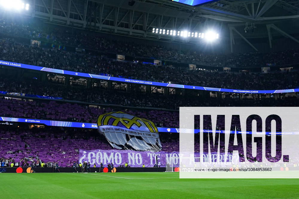 Men s, Soccer, UEFA Champions League, Real Madrid vs. RB Leipzig, 2026–2027 Season, Estadio Santiago Bernabéu, Choreography by Real Madrid fans. Regulations prohibit any use of photographs as image sequences and or quasi-video.