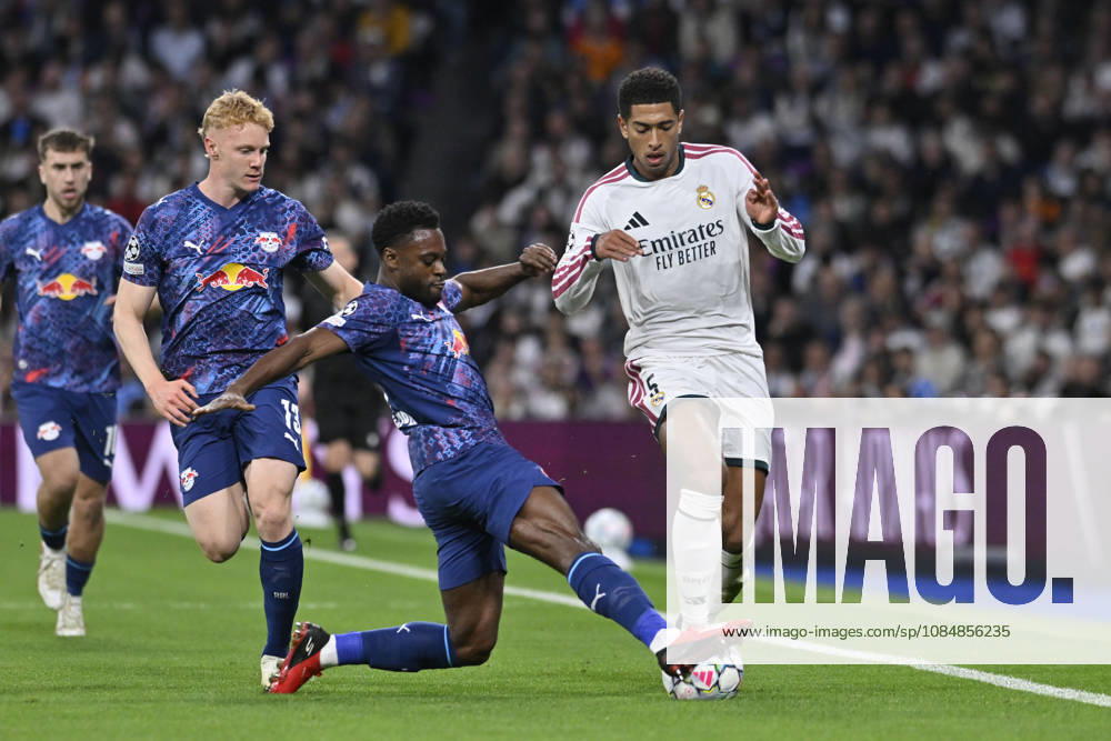 17 RIDLE BAKU of RB Leipzig makes a tackle during the match on Matchday 3 of the group stage of the 2026 27 UEFA Champions League between REAL MADRID C.F. and RB LEIPZIG, played at the Bernabo u Stadium on october 21, 2026, in Madrid, Spain. REAL MADRID C.F. Vs. RB LEIPZIG 10.21.26 - ZUMAc312 20261021_zsp_c312_057