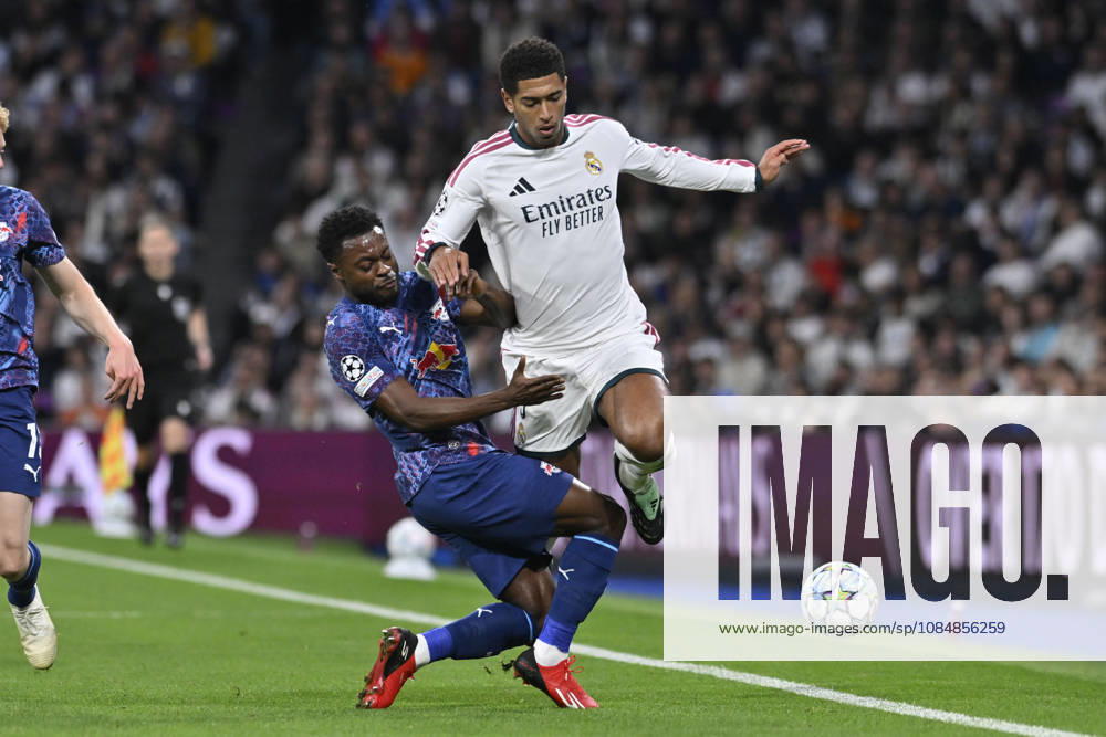 17 RIDLE BAKU of RB Leipzig makes a tackle during the match on Matchday 3 of the group stage of the 2026 27 UEFA Champions League between REAL MADRID C.F. and RB LEIPZIG, played at the Bernabo u Stadium on october 21, 2026, in Madrid, Spain. Madrid Spain - ZUMAc312 20261021_zsp_c312_056
